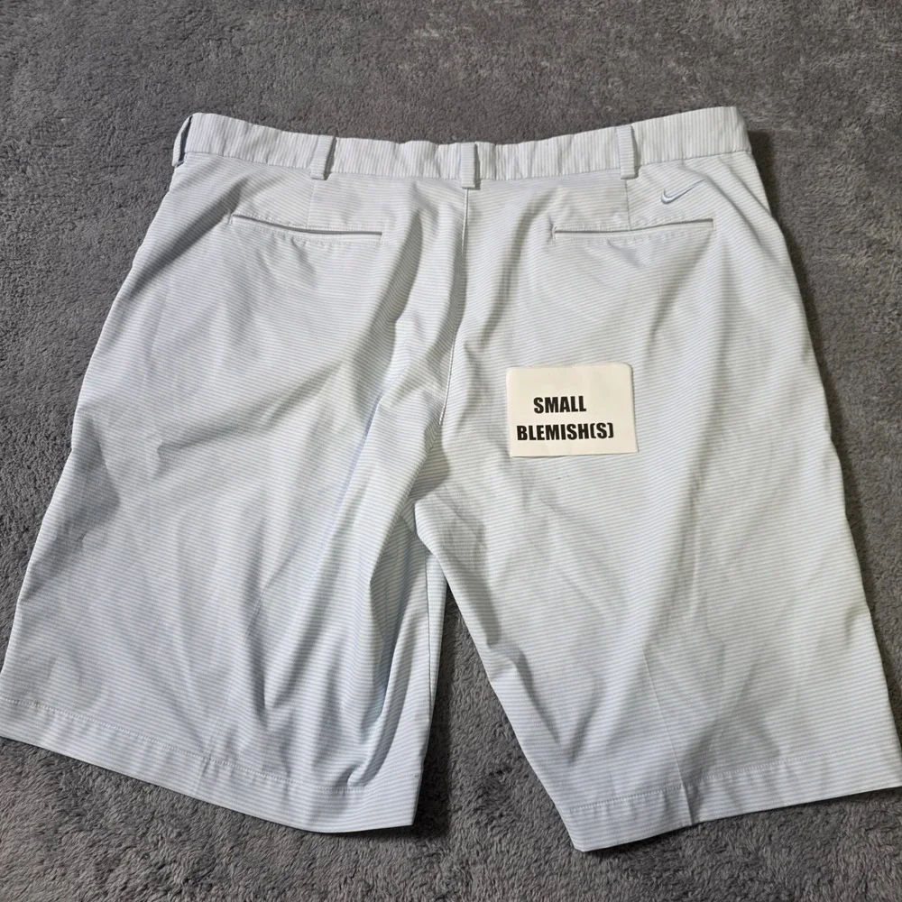 Nike Mens 40 Golf Shorts Light Blue White‎ Striped Dri-FIT Tour Performance